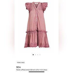 Sea New York Ruffled Heart Mini Lined Dress Plum Size Small Pockets